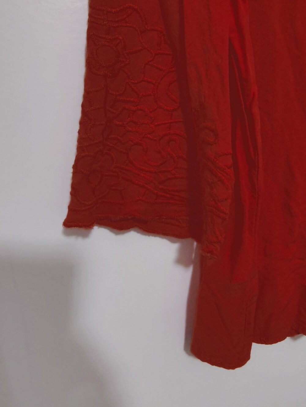 Red Embroidery Top With String In Back Showing Summer Fun Cute Design - Picture 7 of 9